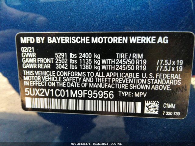 5UX2V1C01M9F95956 BMW X4 Xdrive30i