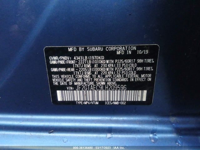 JF2GTAEC9LH209596 Subaru Crosstrek
