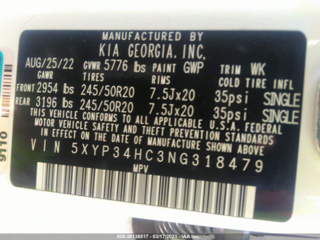 5XYP34HC3NG318479 KIA Telluride Ex