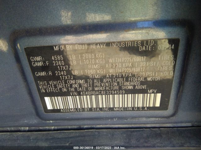 4S4BRBAC8E3294509 Subaru Outback 2.5i