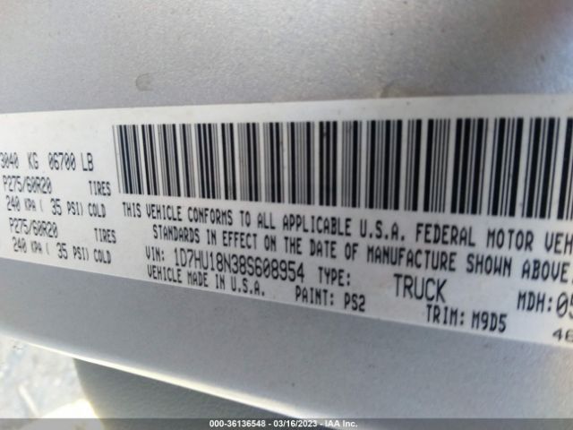1D7HU18N38S608954 Dodge Ram 1500 Slt
