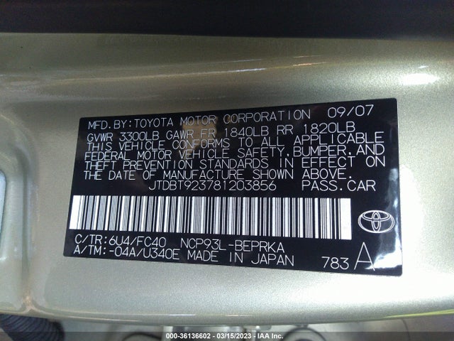 Toyota Yaris 2008 JTDBT923781203856 Image 10
