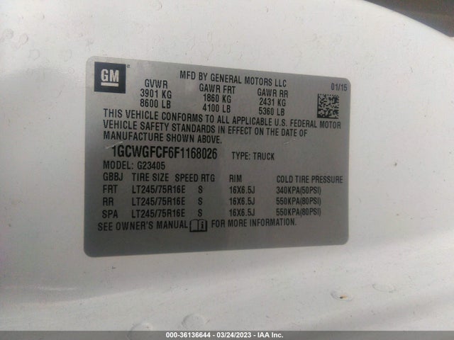 Chevrolet EXPRESS CARGO VAN 2015 1GCWGFCF6F1168026 Image 10