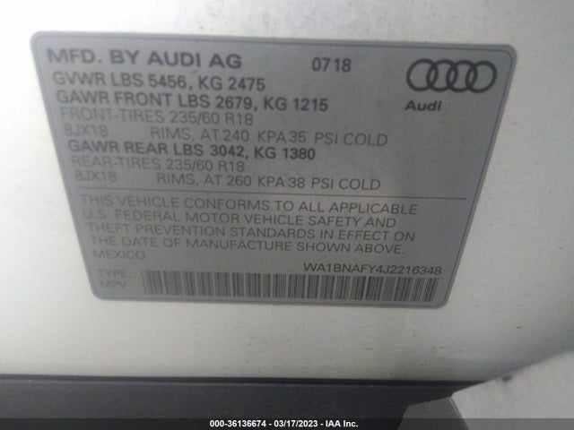 WA1BNAFY4J2216348 Audi Q5 Premium Plus
