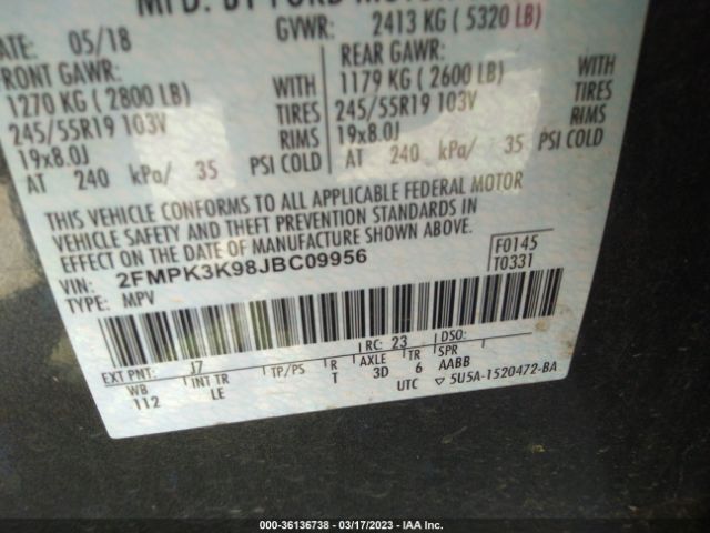 2FMPK3K98JBC09956 Ford Edge Titanium