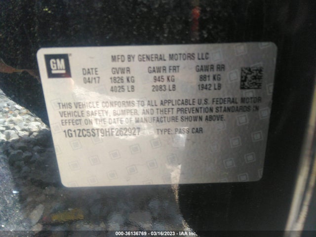 Chevrolet MALIBU LS 2017 1G1ZC5ST9HF262927 Image 9