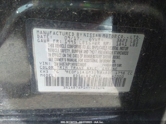 Nissan SENTRA S 2017 3N1AB7AP1HY403606 Image 11