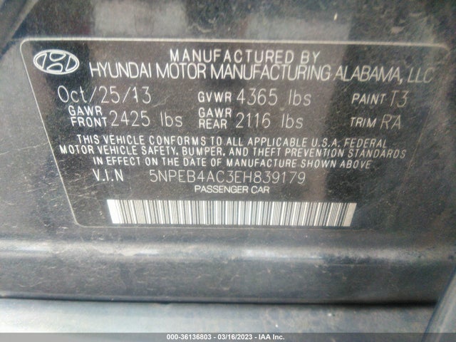 Hyundai SONATA GLS 2014 5NPEB4AC3EH839179 Image 10