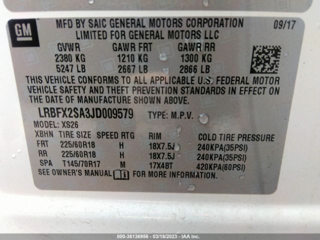LRBFX2SA3JD009579 Buick Envision Essence