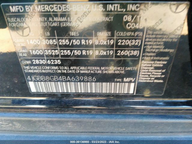 2011 MERCEDES-BENZ M-CLASS 4JGBB8GB4BA639886 Photo 8