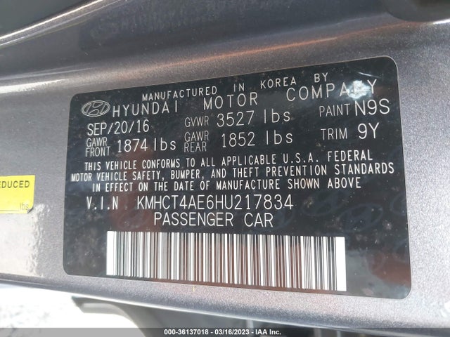 Hyundai ACCENT SE 2017 KMHCT4AE6HU217834 Image 9