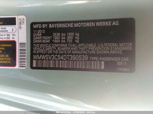 WMWSV3C54DT390539 Mini Cooper Hardtop S