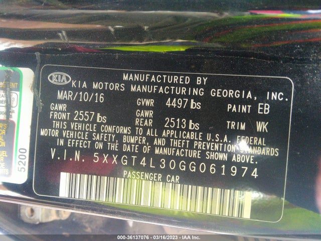 KIA Optima Lx 2016 5XXGT4L30GG061974 Image 9