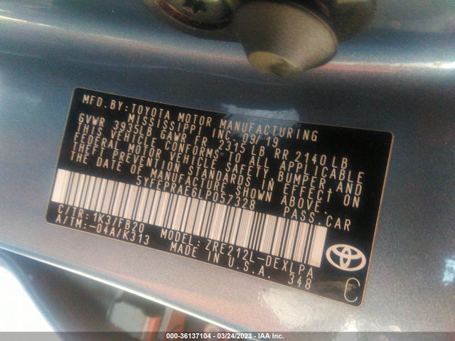 Toyota COROLLA LE 2020 5YFEPRAE6LP057328 Image 9