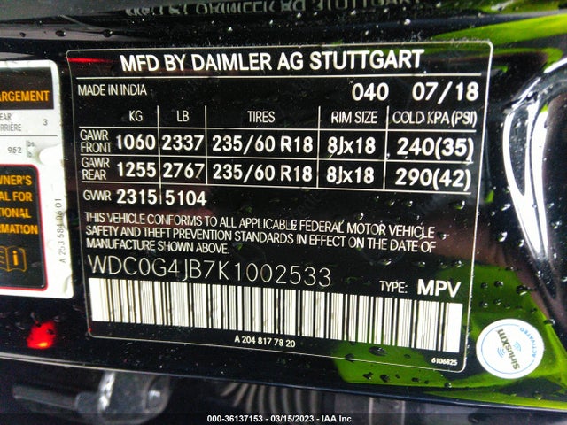 WDC0G4JB7K1002533 Mercedes-Benz Glc Glc 300