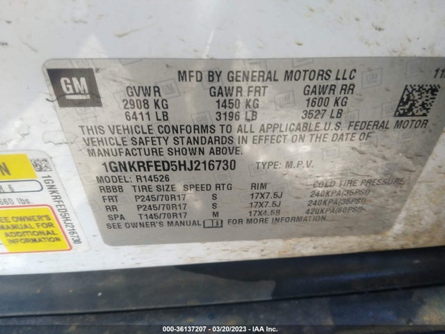 Chevrolet Traverse Ls 2017 1GNKRFED5HJ216730 Image 9