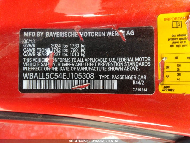 2014 BMW Z4, VIN: WBALL5C54EJ105308