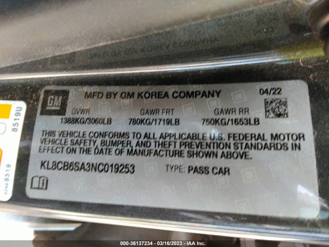 Chevrolet SPARK LS 2022 KL8CB6SA3NC019253 Image 9