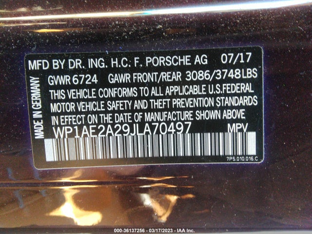 2018 Porsche Cayenne, VIN: WP1AE2A29JLA70497