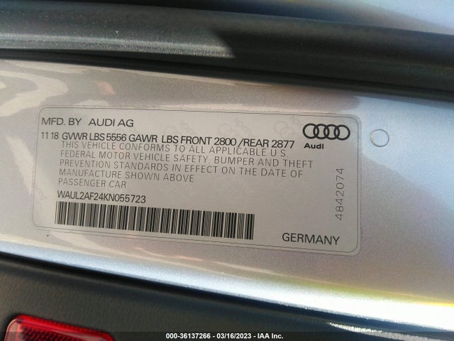 WAUL2AF24KN055723 Audi A6 Premium Plus