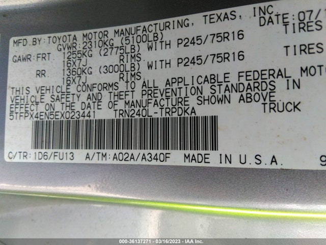 Toyota Tacoma 2014 5TFPX4EN5EX023441 Image 10