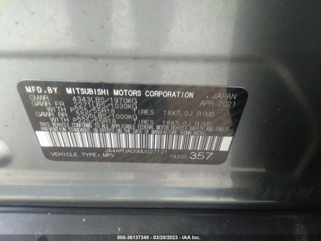 JA4APUAU0MU027121 Mitsubishi Outlander Sport Es/le/be/s