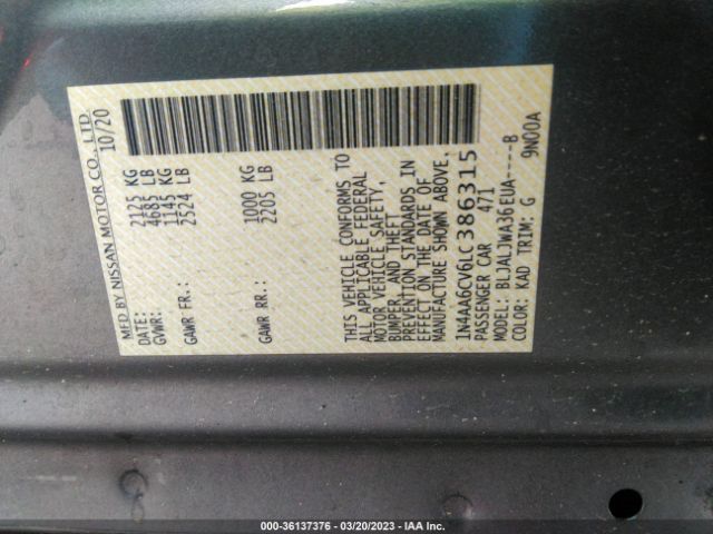 1N4AA6CV6LC386315 Nissan MAXIMA SV