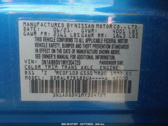 3N1AB8DV1MY304729 Nissan SENTRA SR
