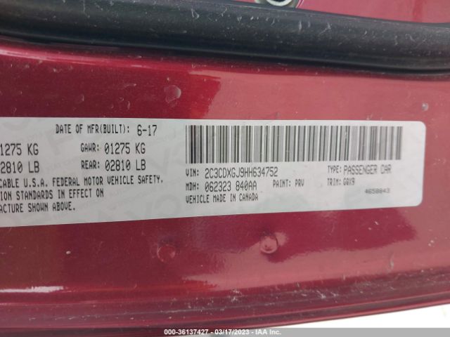 2C3CDXGJ9HH634752 Dodge Charger R/t Scat Pack