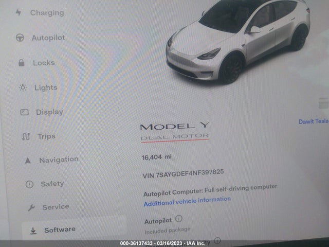 Tesla Model Y Performance 2022 7SAYGDEF4NF397825 Image 9