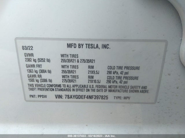 Tesla Model Y Performance 2022 7SAYGDEF4NF397825 Image 11