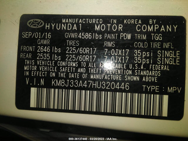 Hyundai TUCSON SE 2017 KM8J33A47HU320446 Image 10