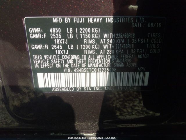 4S4BSETC0H3235008 Subaru Outback Touring