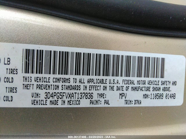 Dodge Journey Sxt 2010 3D4PG5FVXAT137836 Image 10