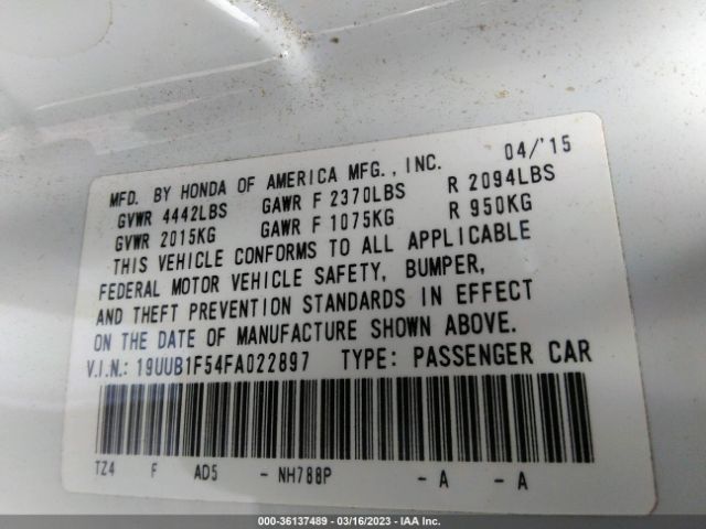 19UUB1F54FA022897 Acura TLX TECH