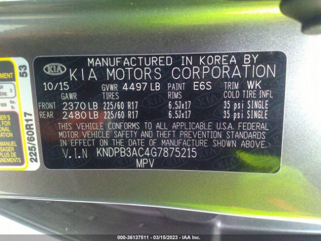 KNDPB3AC4G7875215 KIA Sportage Lx