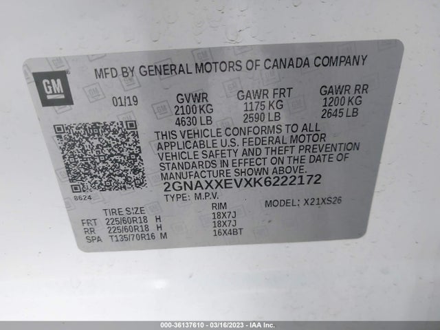 Chevrolet Equinox Premier 2019 2GNAXXEVXK6222172 Image 9
