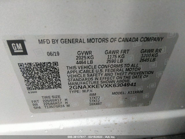 Chevrolet EQUINOX LT 2019 2GNAXKEVXK6304941 Image 9