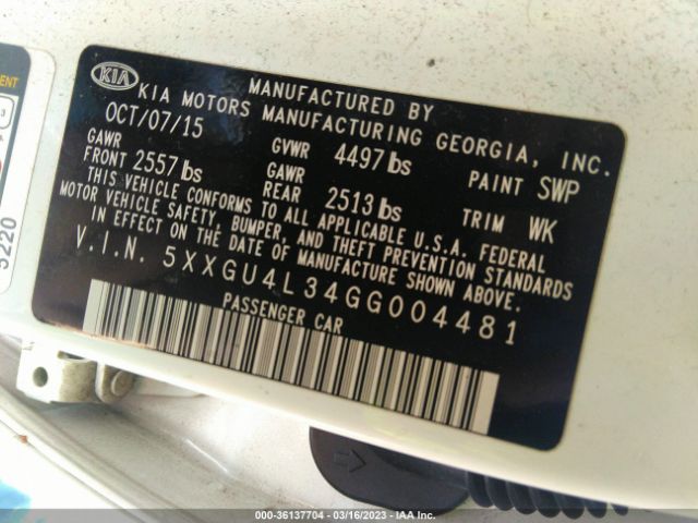 5XXGU4L34GG004481 KIA OPTIMA EX