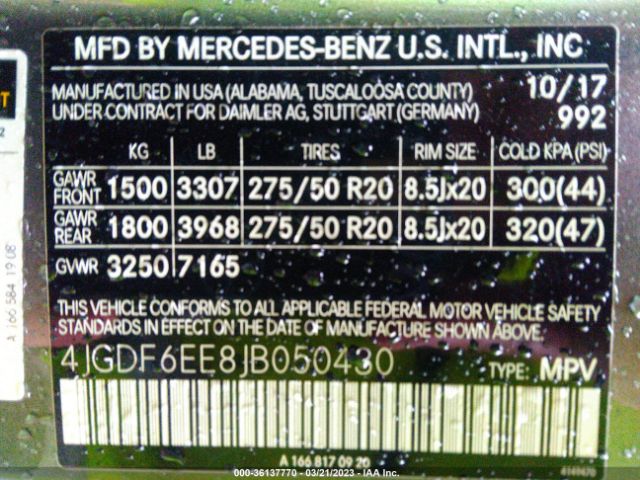 4JGDF6EE8JB050430 Mercedes-Benz Gls Gls 450