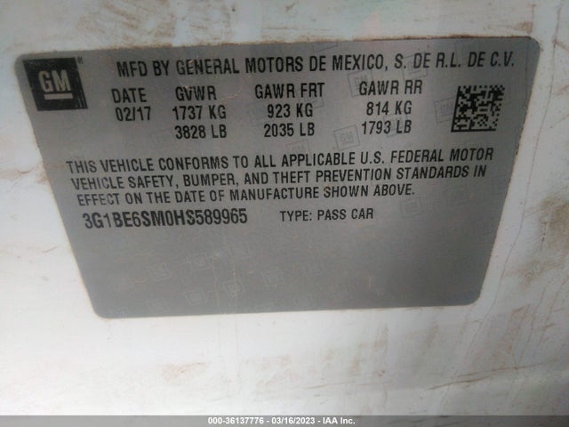 Chevrolet Cruze Lt Auto 2017 3G1BE6SM0HS589965 Image 9