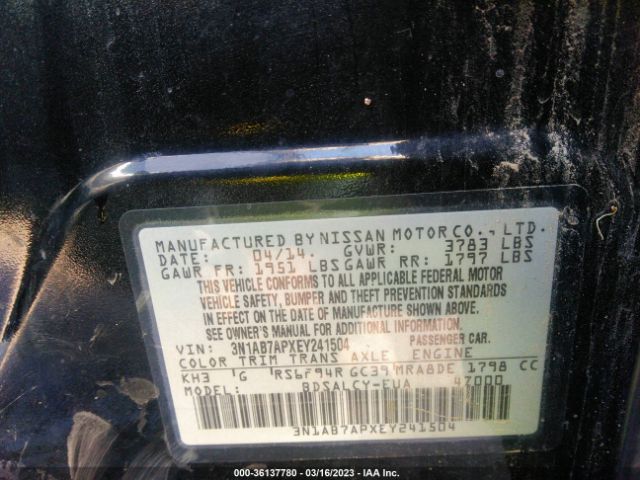 3N1AB7APXEY241504 Nissan SENTRA S