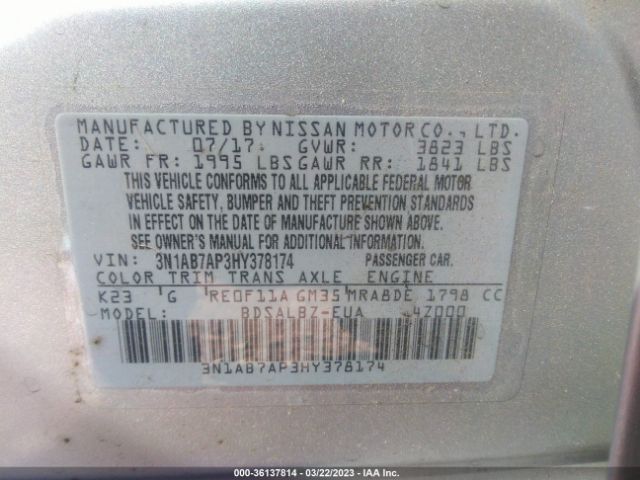 3N1AB7AP3HY378174 Nissan SENTRA S