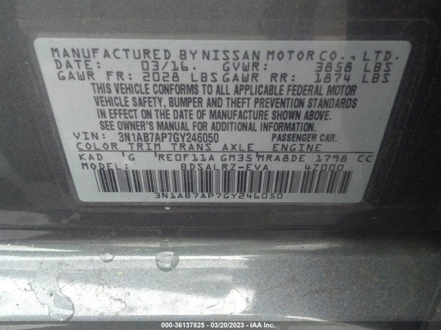 Nissan SENTRA SR 2016 3N1AB7AP7GY246050 Image 9