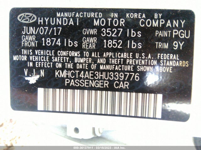 Hyundai ACCENT SE 2017 KMHCT4AE3HU339776 Image 9