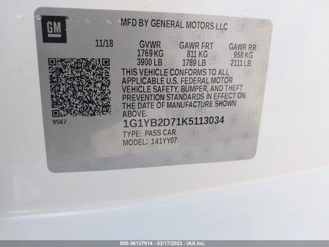 Chevrolet Corvette 1lt 2019 1G1YB2D71K5113034 Image 10