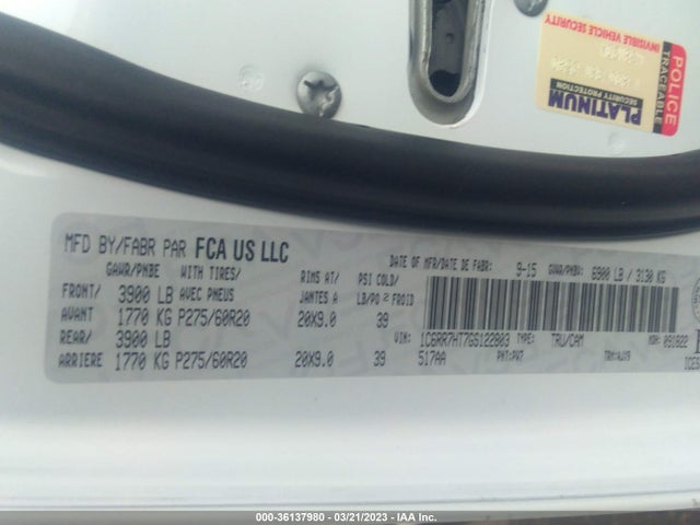 1C6RR7HT7GS122803 RAM 1500 Sport