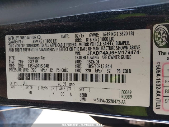 Ford FIESTA S 2015 3FADP4AJ6FM179474 Image 9