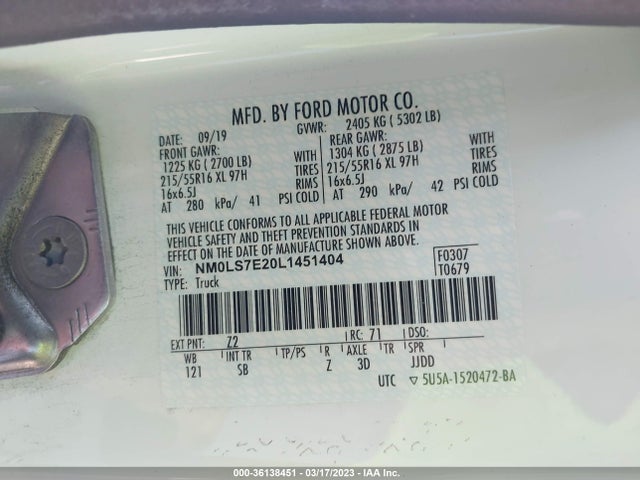 2020 Ford Transit Connect, VIN: NM0LS7E20L1451404