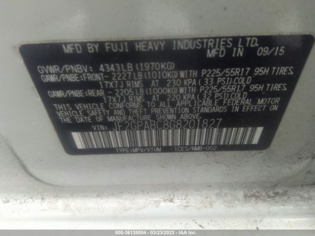 JF2GPABC8G8201827 Subaru Crosstrek Premium